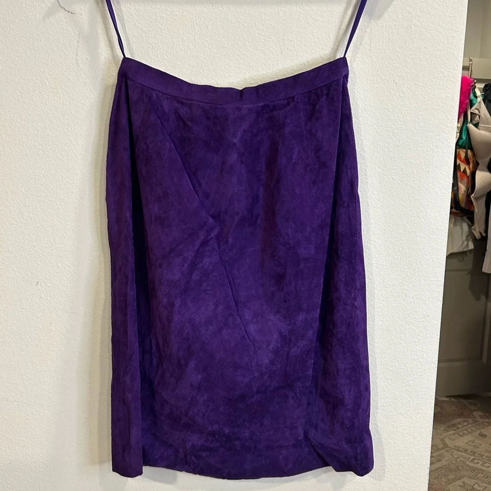 Oscar de la Renta Deep Purple Suede Skirt Quiet Luxury Old Money Size 12